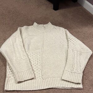 American Eagle Outfitters Cream Textured Knit Sweater